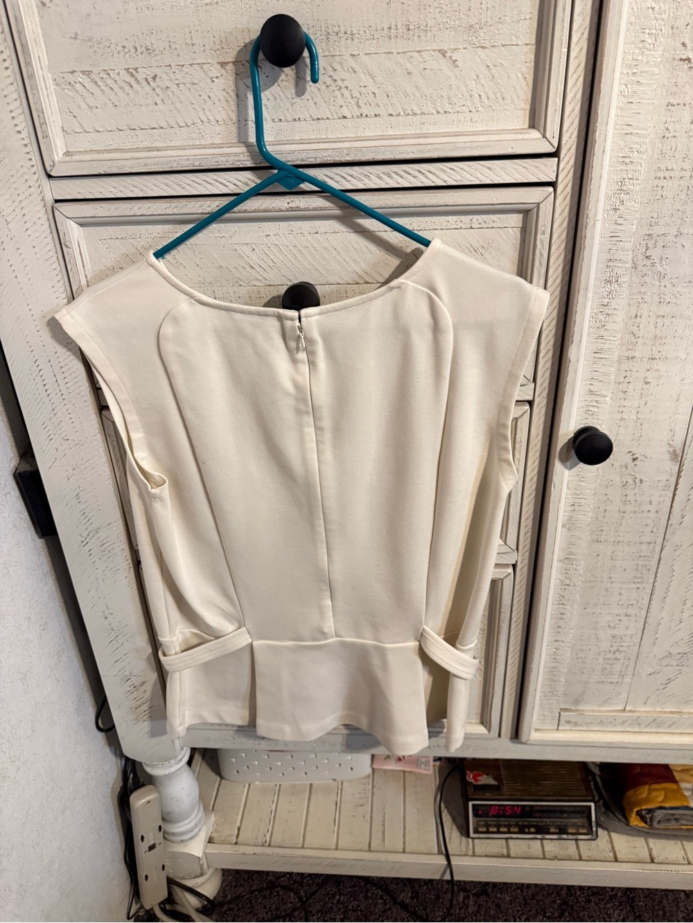 Ann Taylor Cream Sleeveless Peplum Blouse